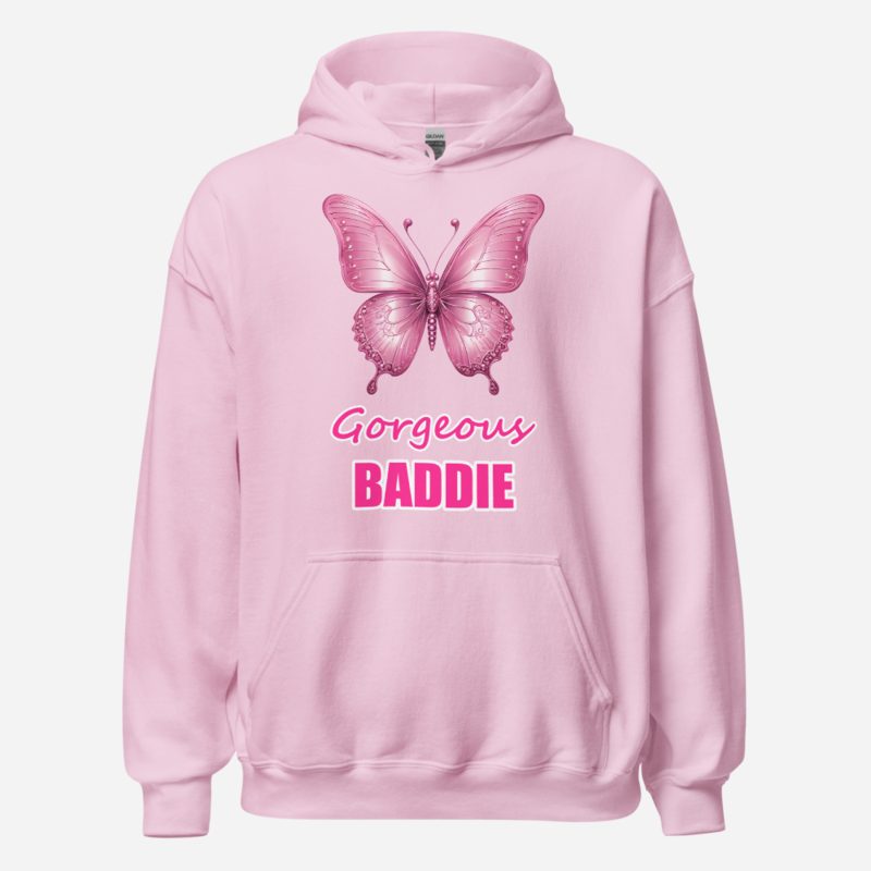 Gorgeous Baddie Chrome Butterfly Hoodie Light Pink