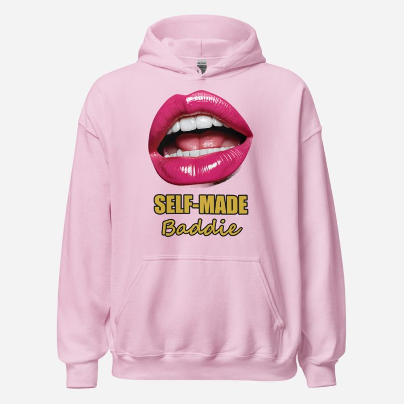 Gorgeous Baddie Self-Made Lips Hoodie Light Pink