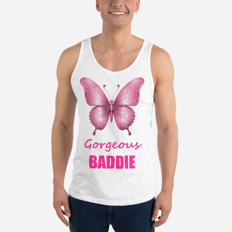 Gorgeous Baddie Chrome Butterfly Tank White