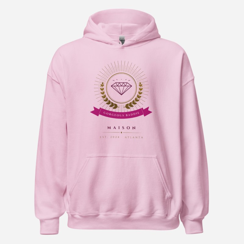Gorgeous Baddie Maison Heraldic Emblem Hoodie Light Pink