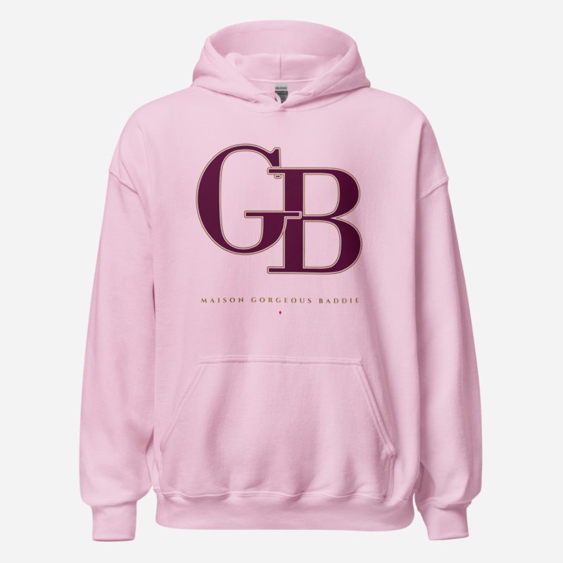 Gorgeous Baddie Maison Embroidered Monogram Hoodie Light Pink