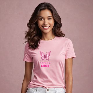 Gorgeous Baddie Chrome Butterfly Tee AI model