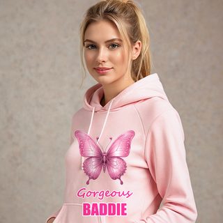 Gorgeous Baddie Chrome Butterfly Hoodie AI model