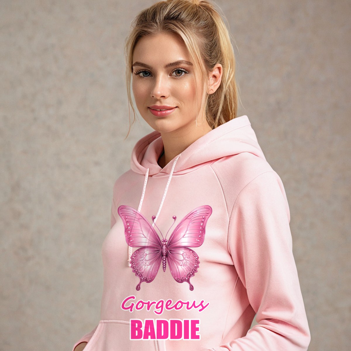 Gorgeous Baddie Chrome Butterfly Hoodie