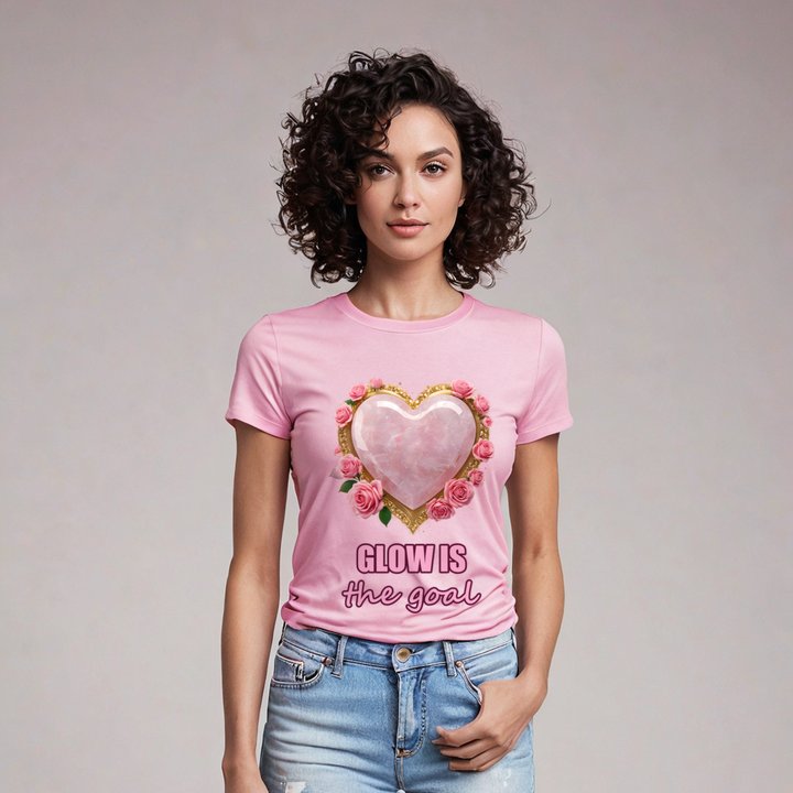 Gorgeous Baddie Glow Is The Goal Tee in Pink
